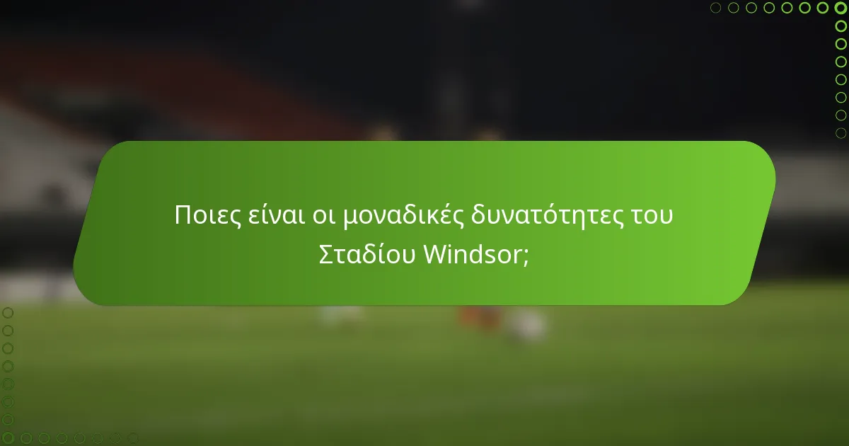 Ποιες είναι οι μοναδικές δυνατότητες του Σταδίου Windsor;